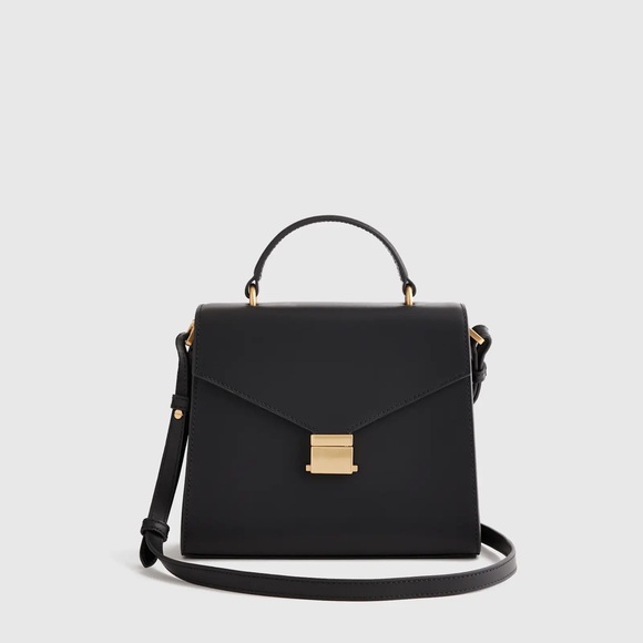 Quince Handbags - QUINCE Italian Leather Top Handle Crossbody Satchel NWOT in black